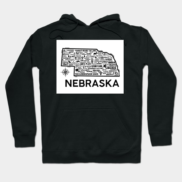 Nebraska Map Hoodie by fiberandgloss